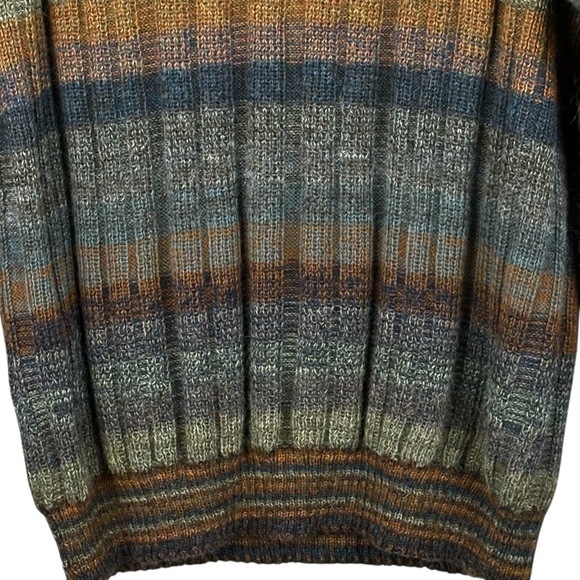 Novica Peruvian Alpaca Striped 1/4 Zip Pullover Sweater L Classic Academia Cozy - Picture 8 of 12